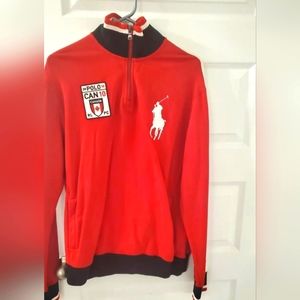 RALPH LAUREN POLO MEN'S PULL OVER SWEATER CANADA FLAG SWEATSHIRT RED
